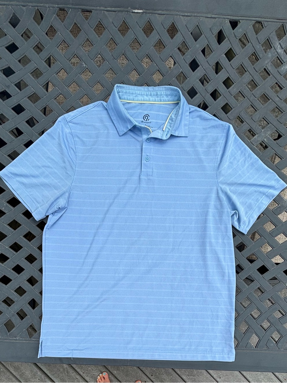 Champion Light Blue Men's Polo Shirt, Lightweight, Cooling, Golf, Size Large
